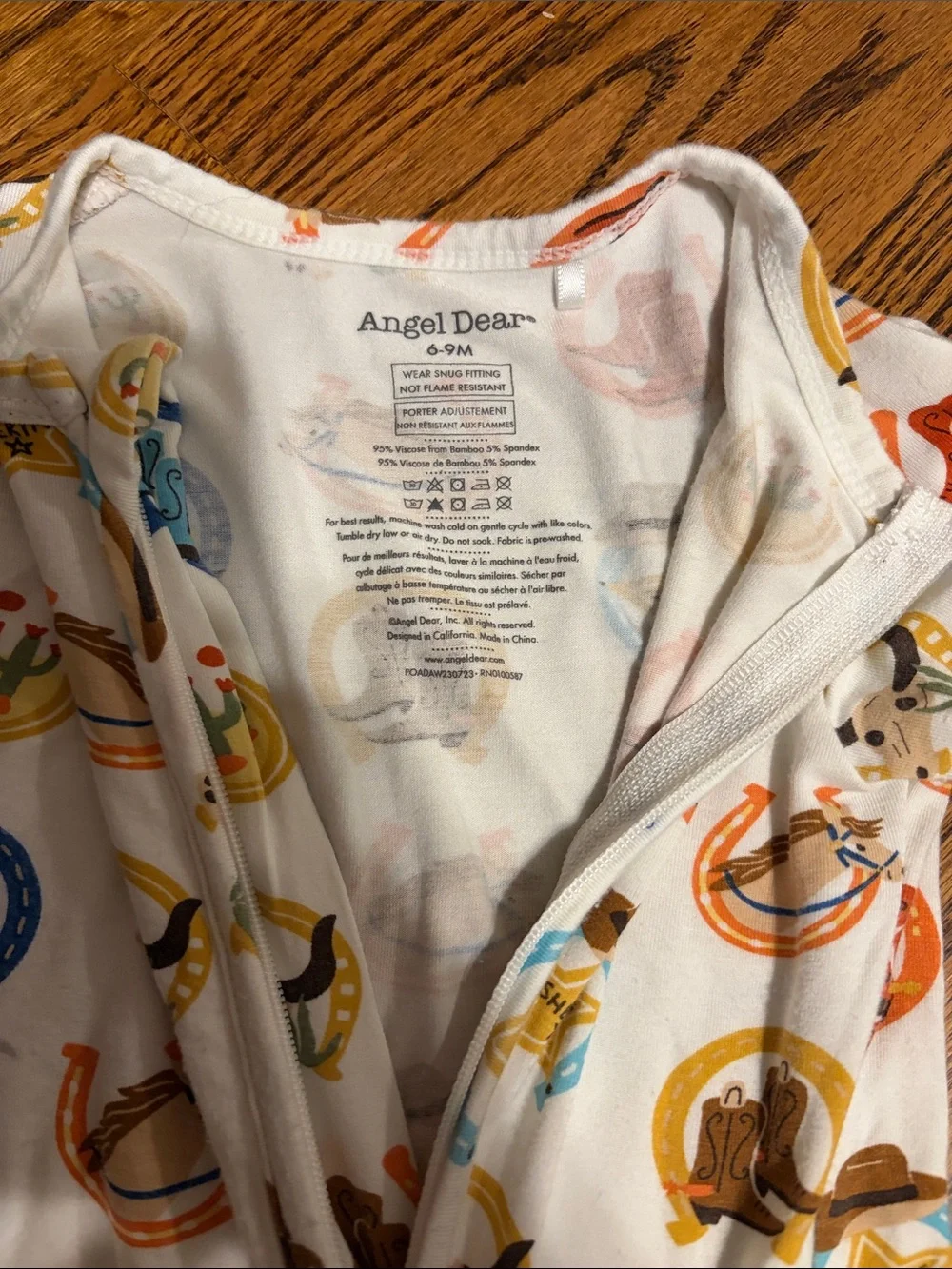 Angel Dear White Footed One-Piece with Western Motif